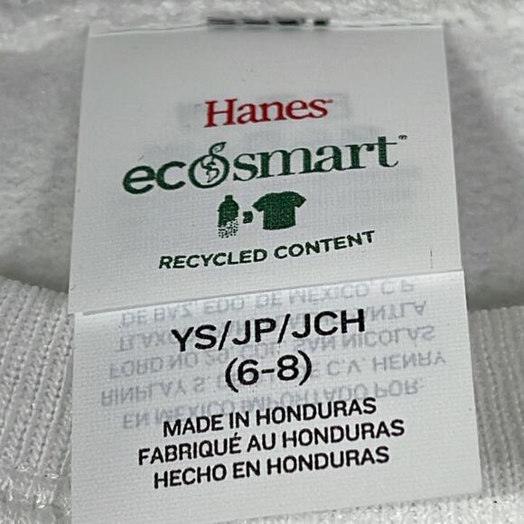 Hanes EcoSmart Kids White Sweatshirt Size 6-8 - Picture 2 of 12